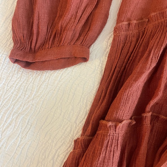 She + Sky Rust Ruffle Tiered Boho Tunic Top | Size L - Picture 6 of 8